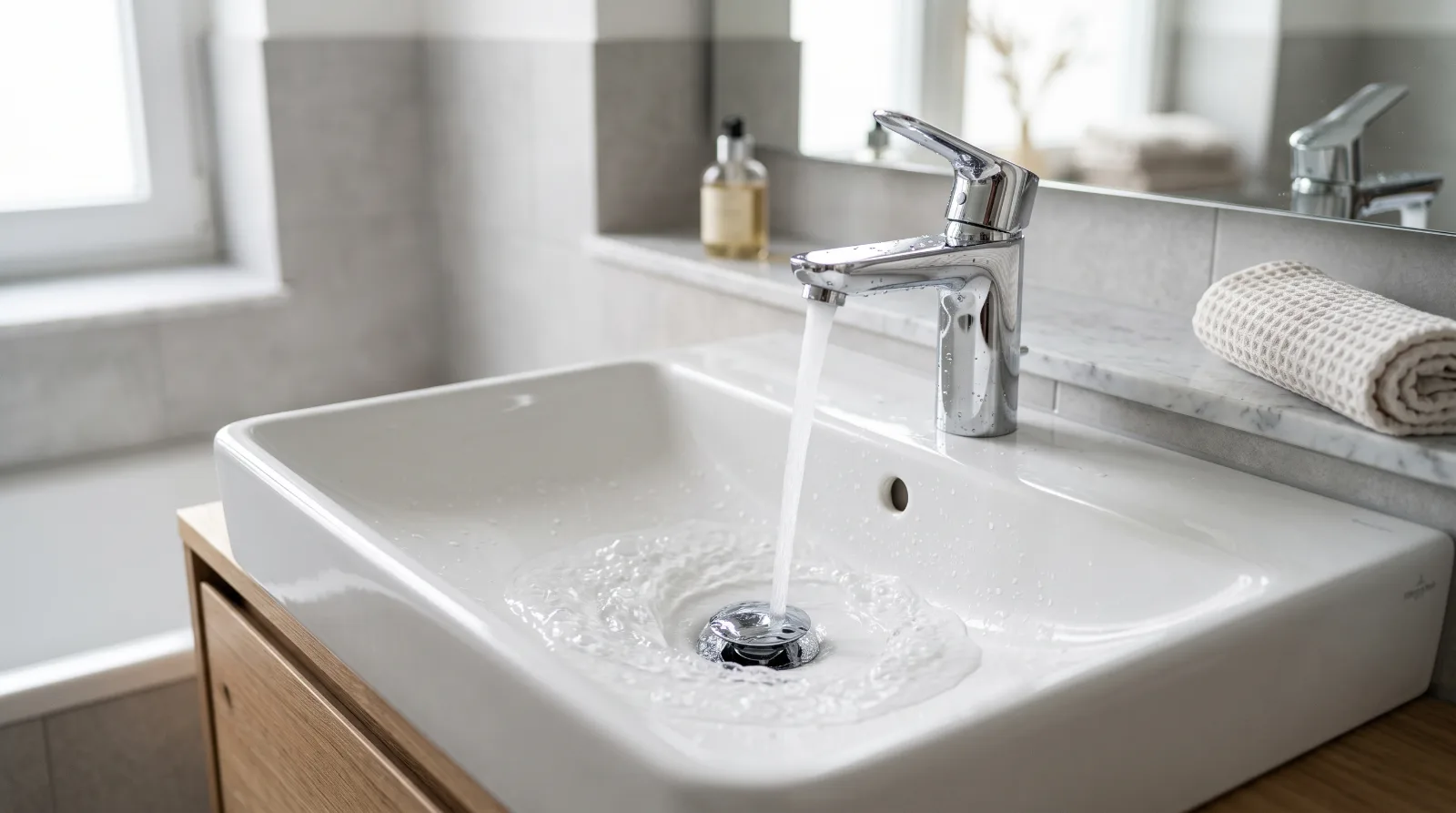Waschbecken-Abfluss gluckert, obwohl das Wasser gut abläuft